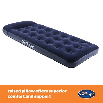 Single Flock Airbed with Footpump in Blue SILENTNIGHT