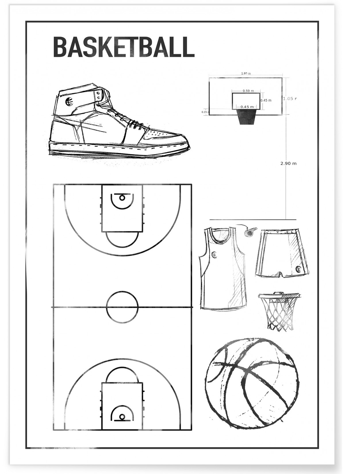 Affiche Terrain de basket, L'AFFICHERIE
