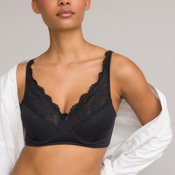 Non-underwired full cup bra in lace black La Redoute Collections