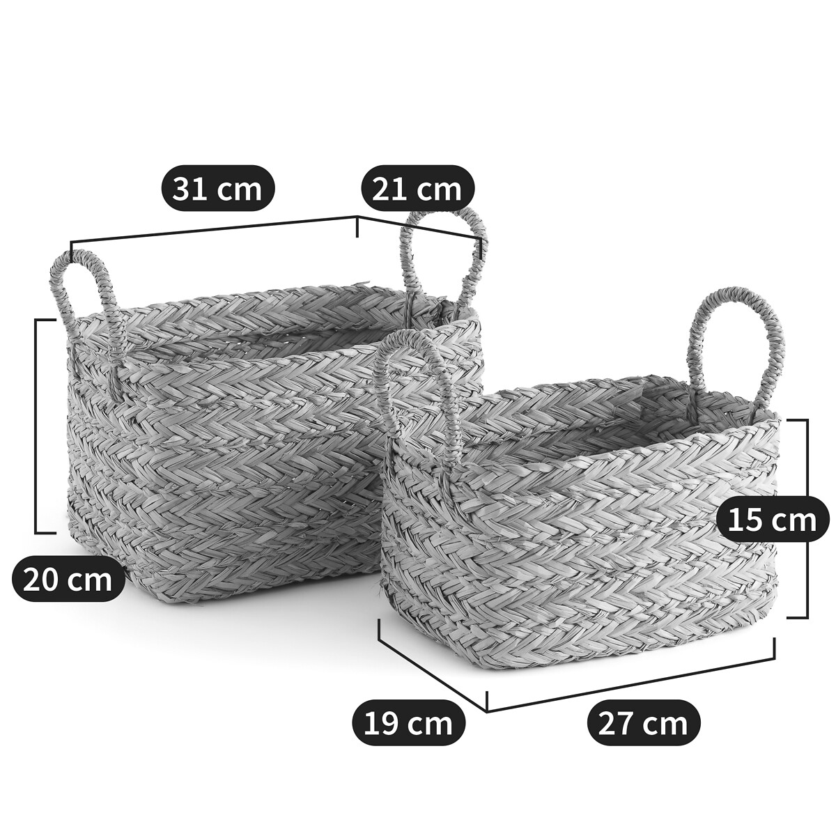 Spacio narrow woven straw laundry basket, natural, La Redoute