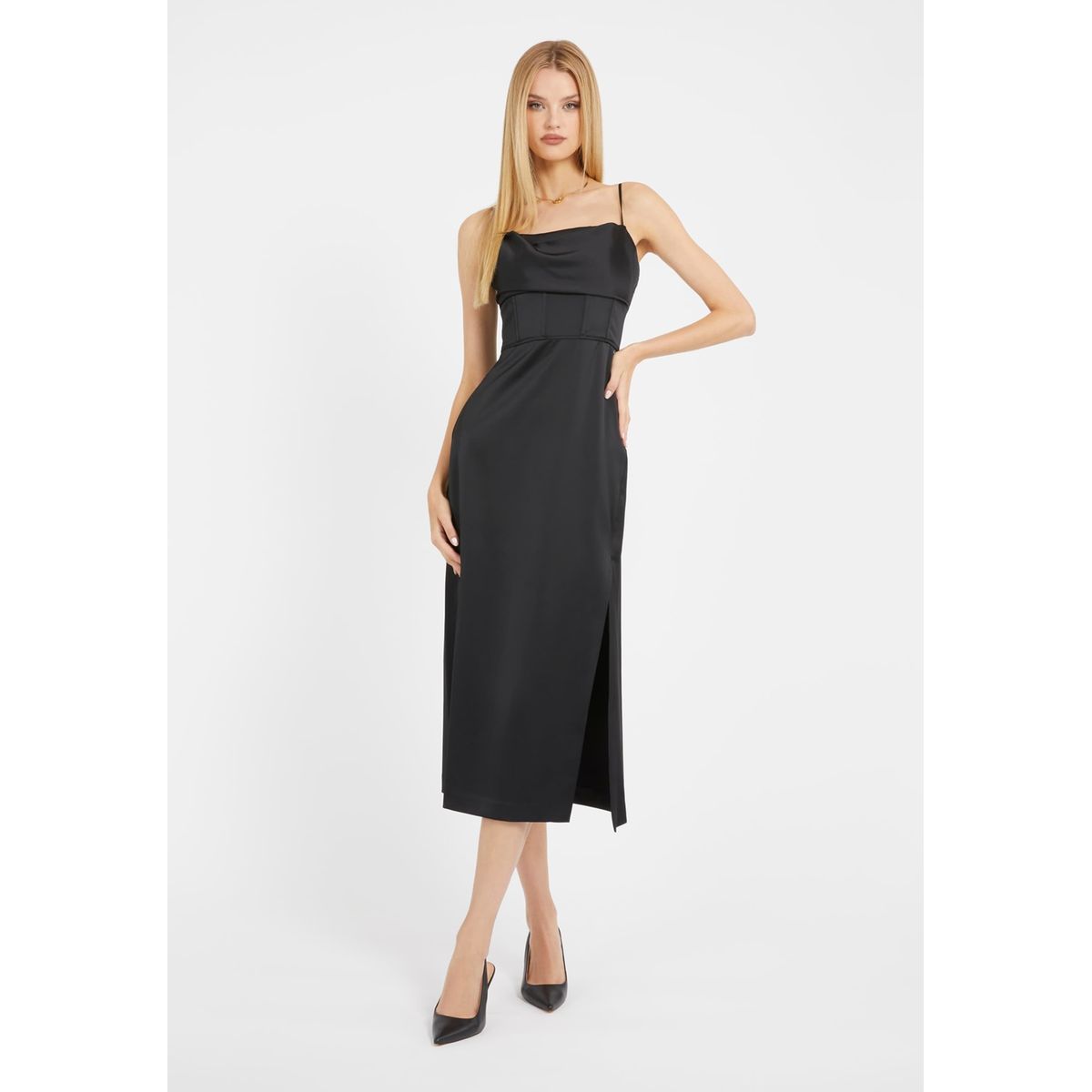 Guess robe longue satin noir Guess La Redoute