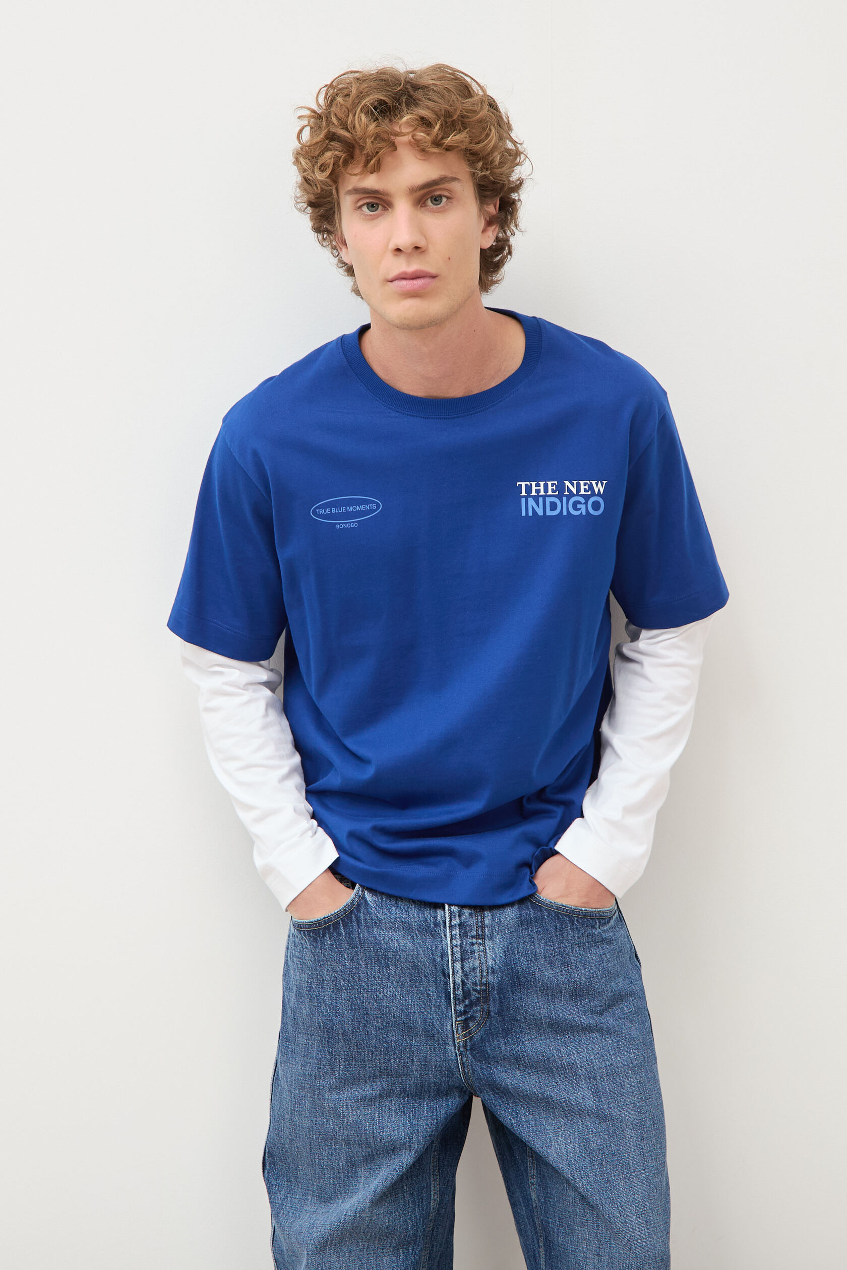 T-shirt ample en coton manches courtes, BONOBO