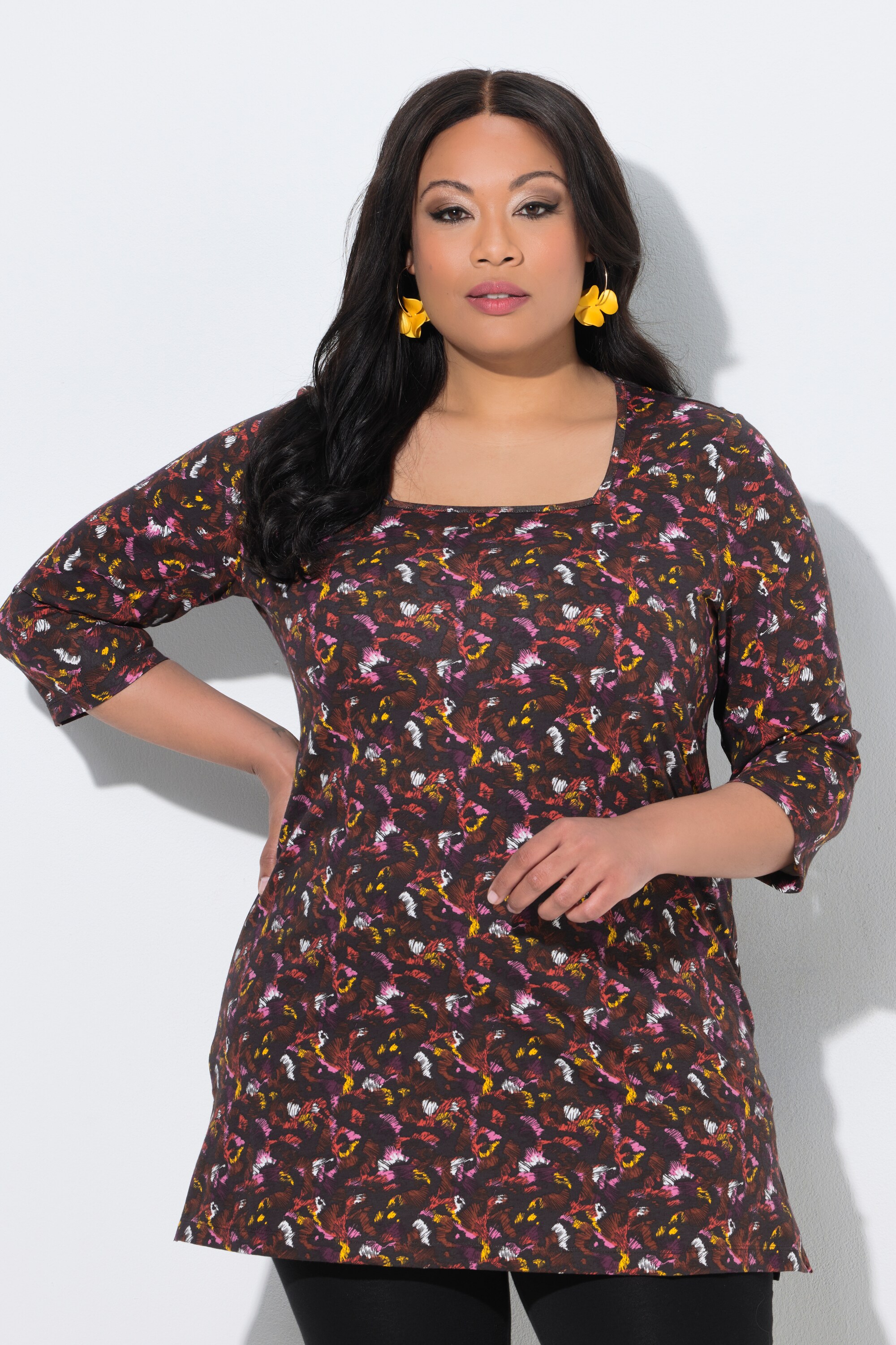 T-shirt long, imprimé, coupe en A, ULLA POPKEN