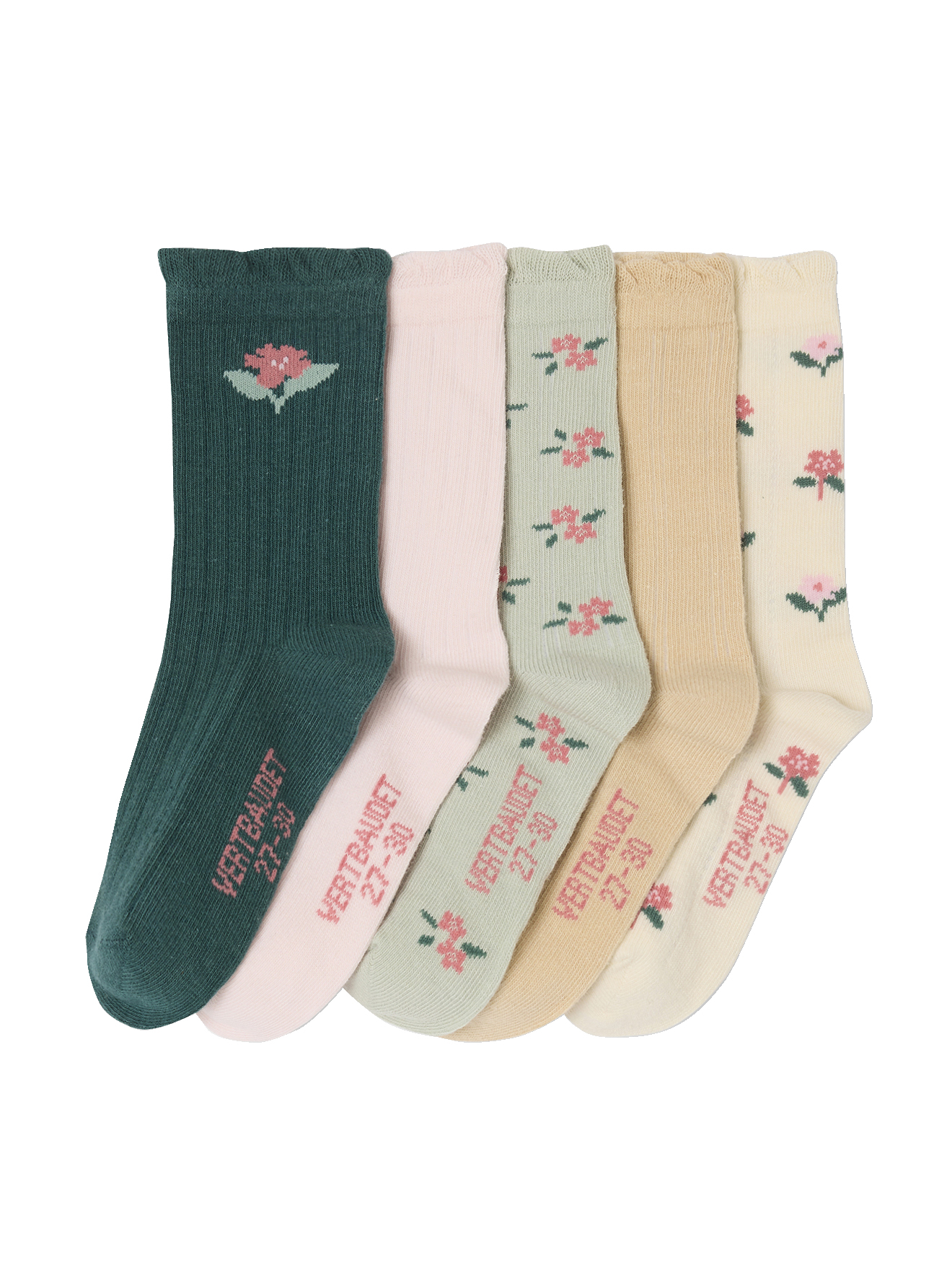 Lot de 5 paires de chaussettes fleurs, VERTBAUDET