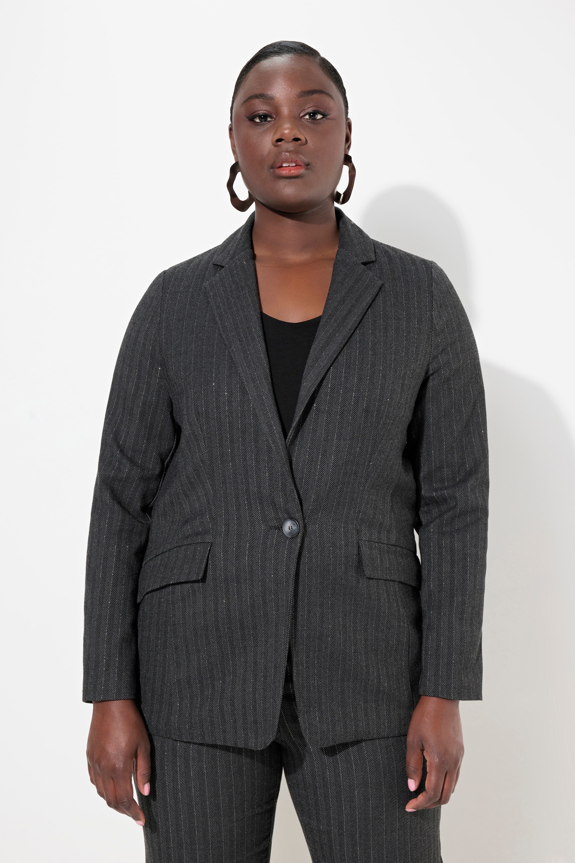 Blazer, motif à chevrons, col à revers, ULLA POPKEN