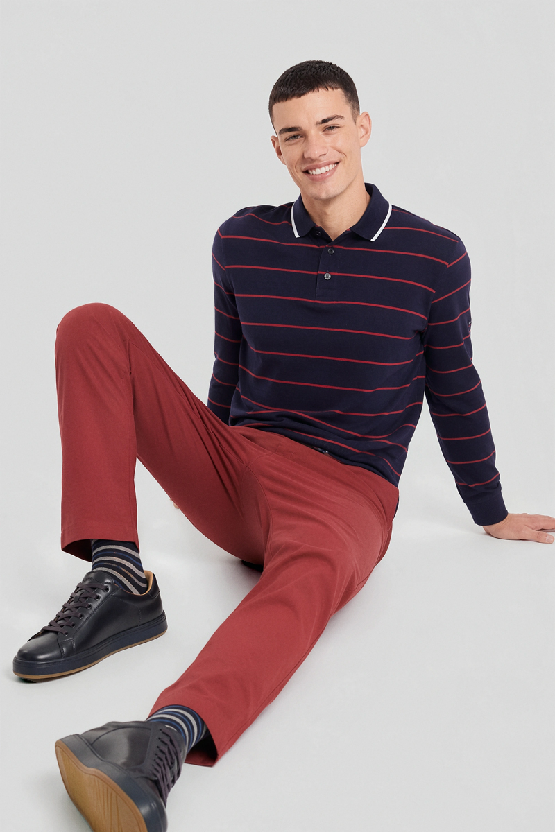 Polo manches - côte 1x1 longues en coton pour homme, ARMOR-LUX