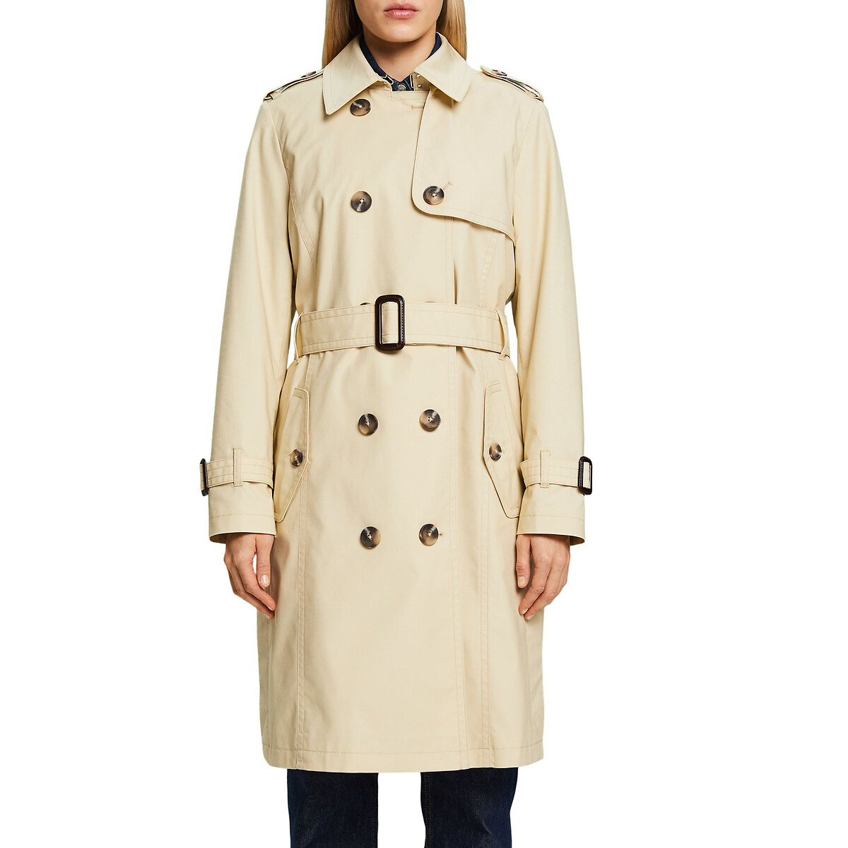 Image of Long Belted Trench Coat