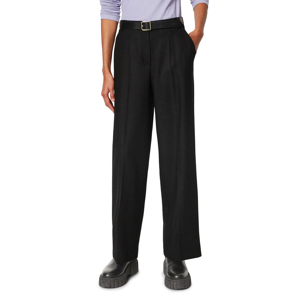 Pantalon femme on sale laine taille haute