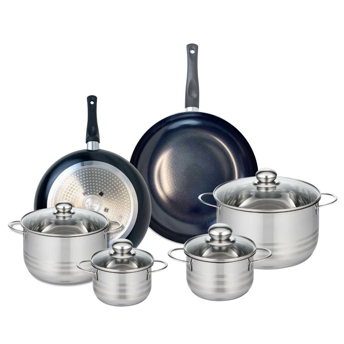 2 poêles 28/32cm + 4 faitouts 14/16/20/24cm PRIMA BRILLANT, ELO