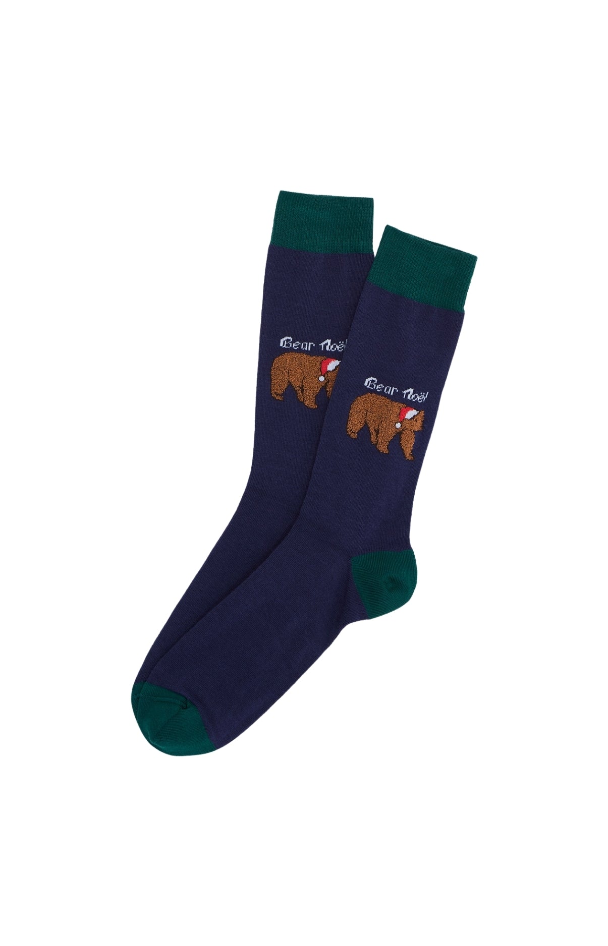Chaussettes en coton imprimé Bear Noël Marine Made in France, ARTHUR
