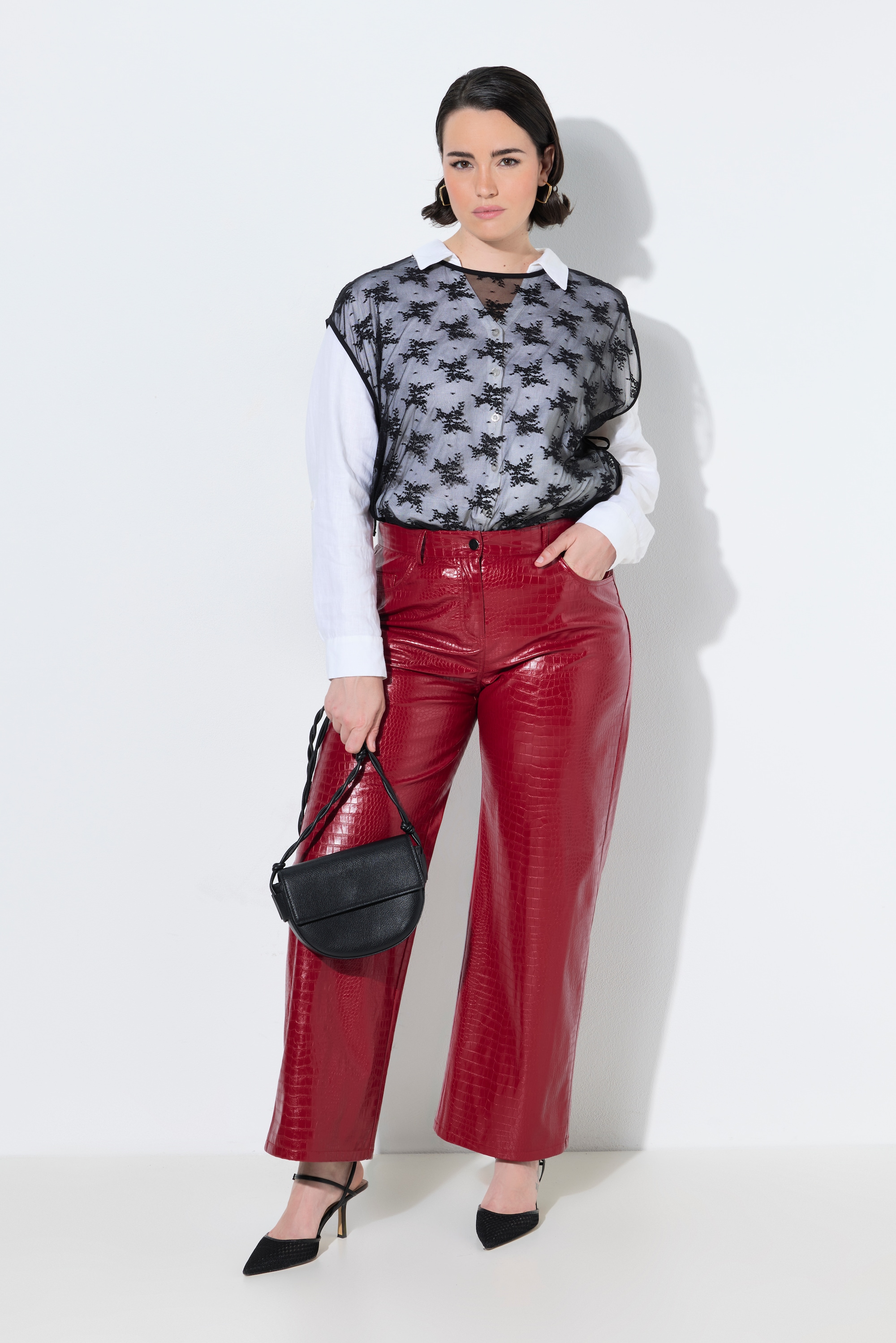 Pantalon Mary, aspect cuir motif croco, ULLA POPKEN