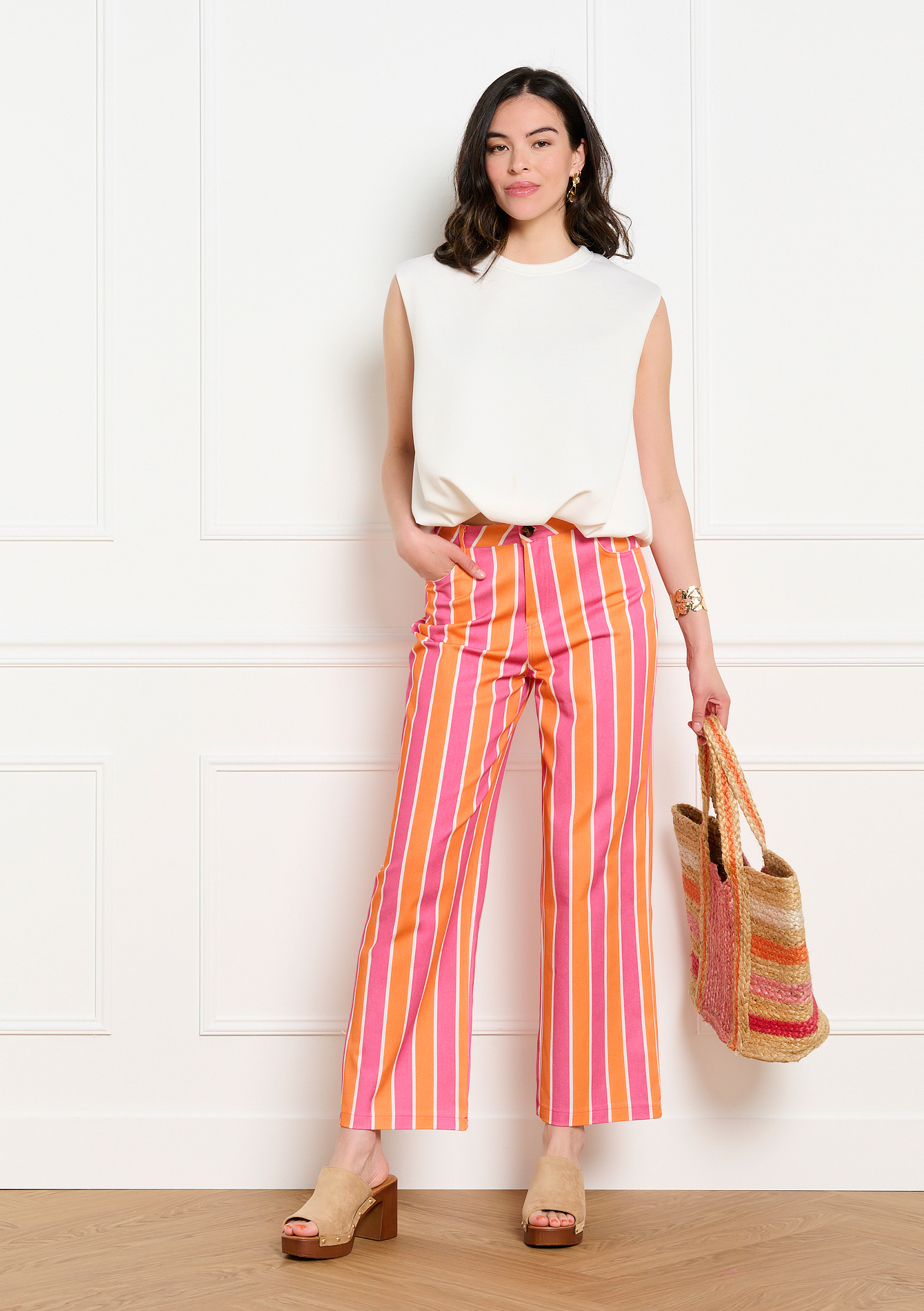 Pantalon large à rayures, LOLALIZA