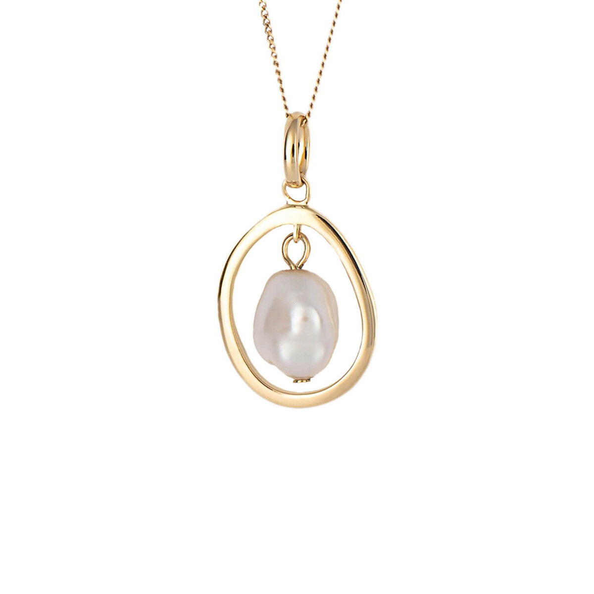 Gold Plated Sterling Silver Floating Pearl Necklace