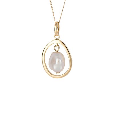 Gold Plated Sterling Silver Floating Pearl Necklace FIORELLI
