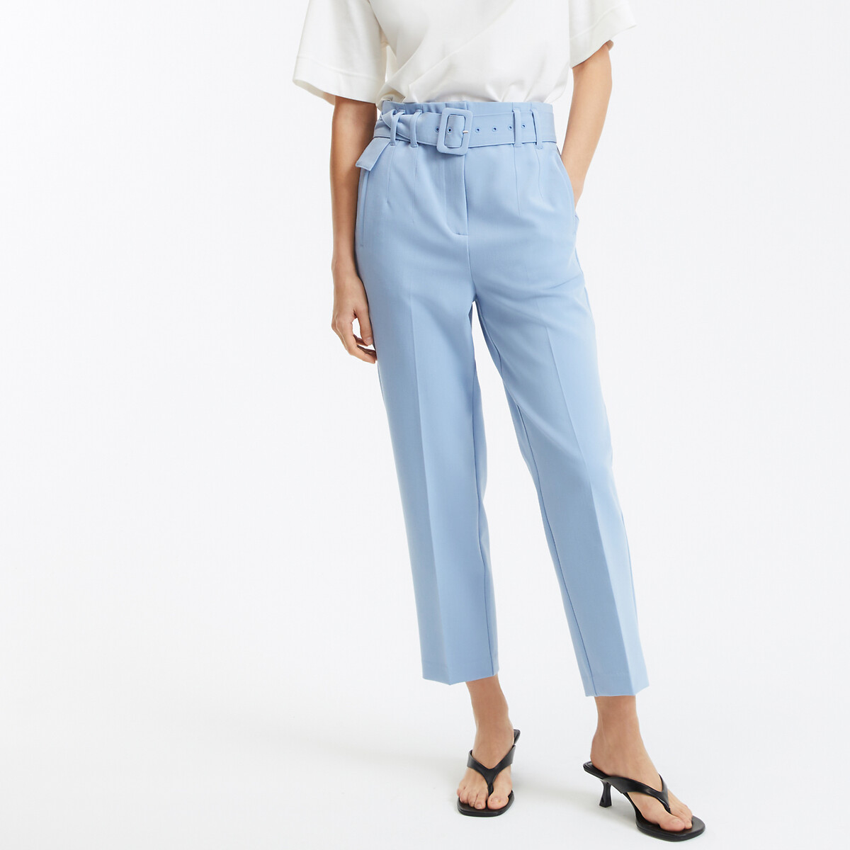 Pantalon Cigarette La Redoute Femme Pantalon Fluide Pantalon Cigarette,  Avec Ceinture