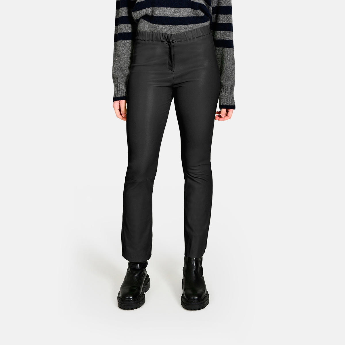 Pantalon slim en cuir taille élastiquée FREYA, OAKWOOD