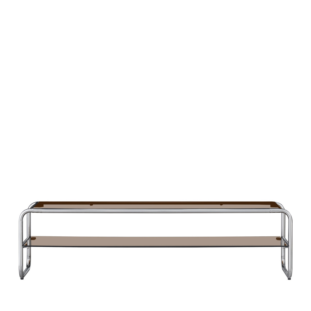Meuble TV en verre et pieds chrome L 160 cm- DELIO, DRAWER