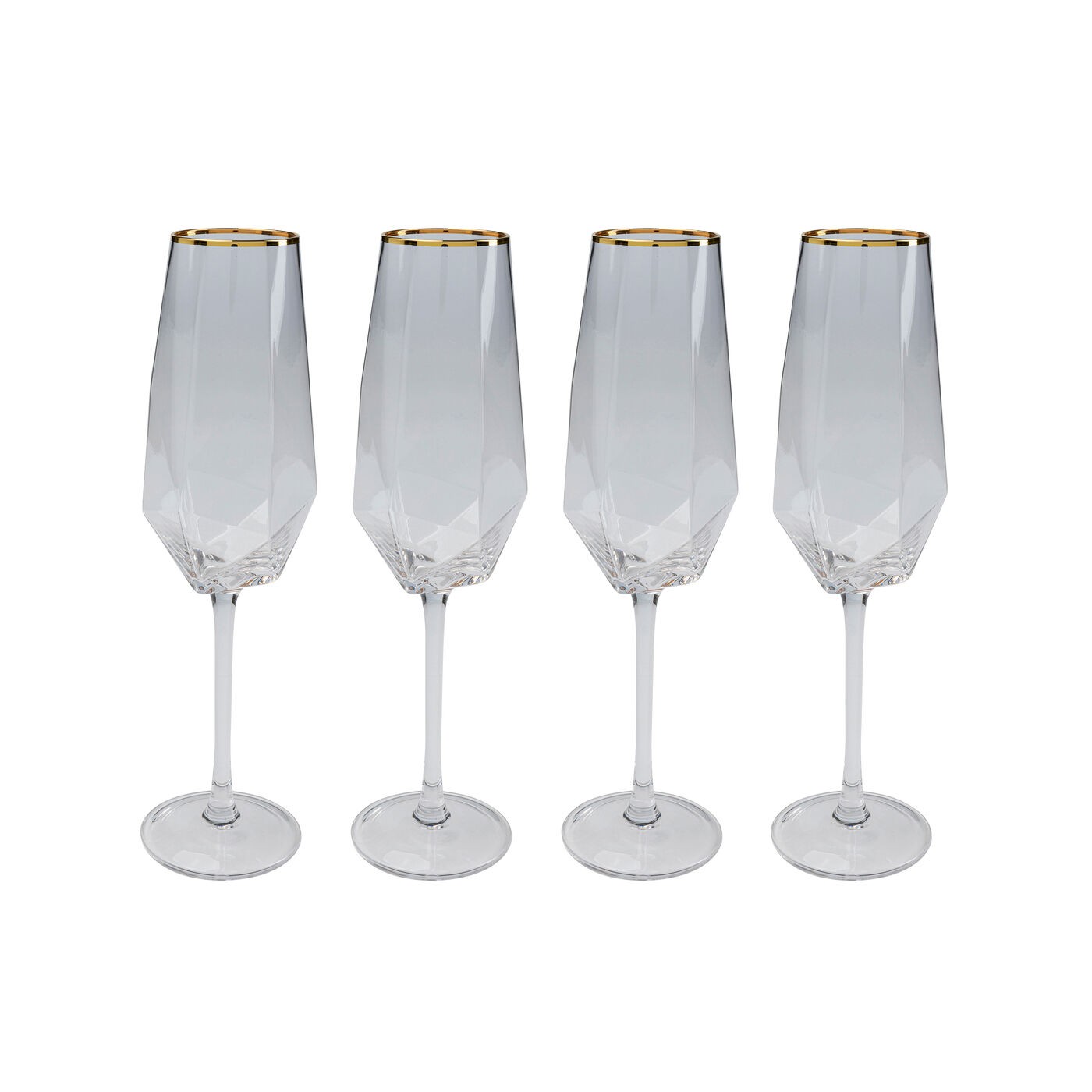 Lot de 4 flûtes à champagne à bordure, DIAMOND, KARE DESIGN
