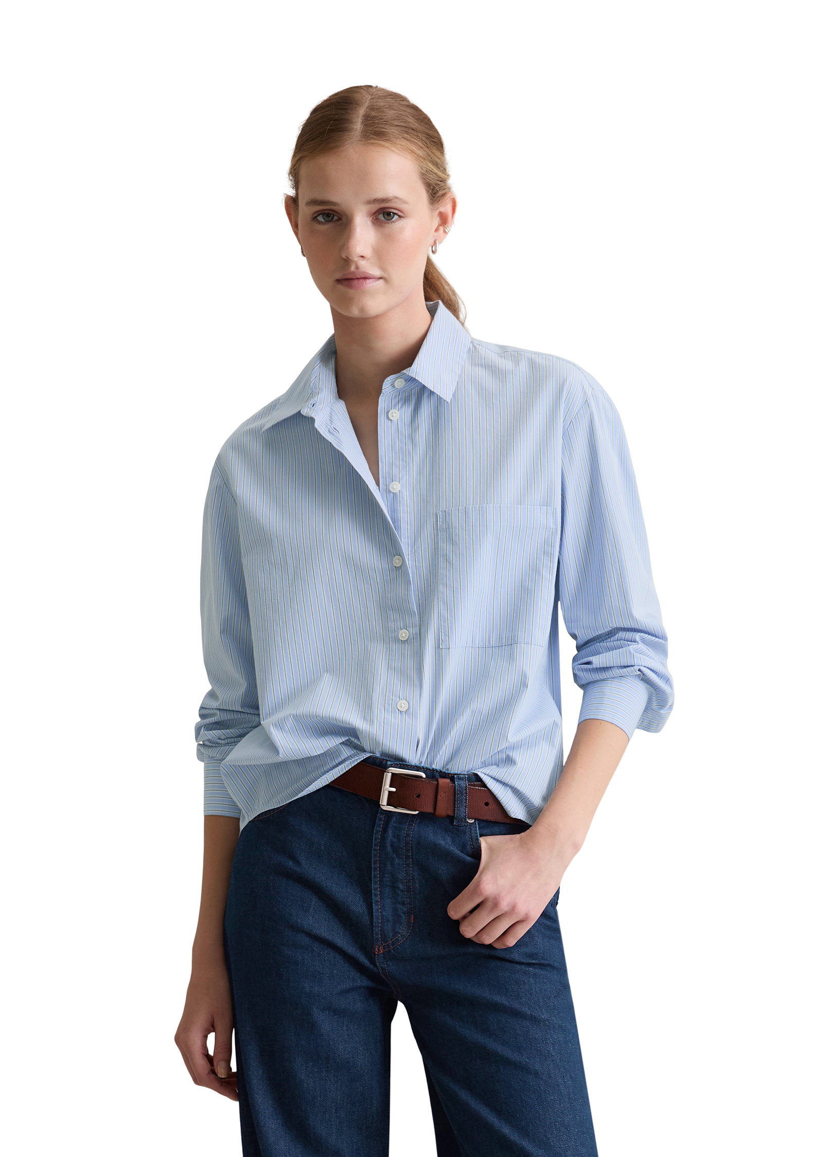 Blouse à rayures relaxed en popeline Papertouch, MARC O’POLO DENIM