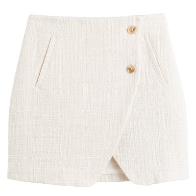 Tweed Wrapover Mini Skirt in Cotton LA REDOUTE COLLECTIONS