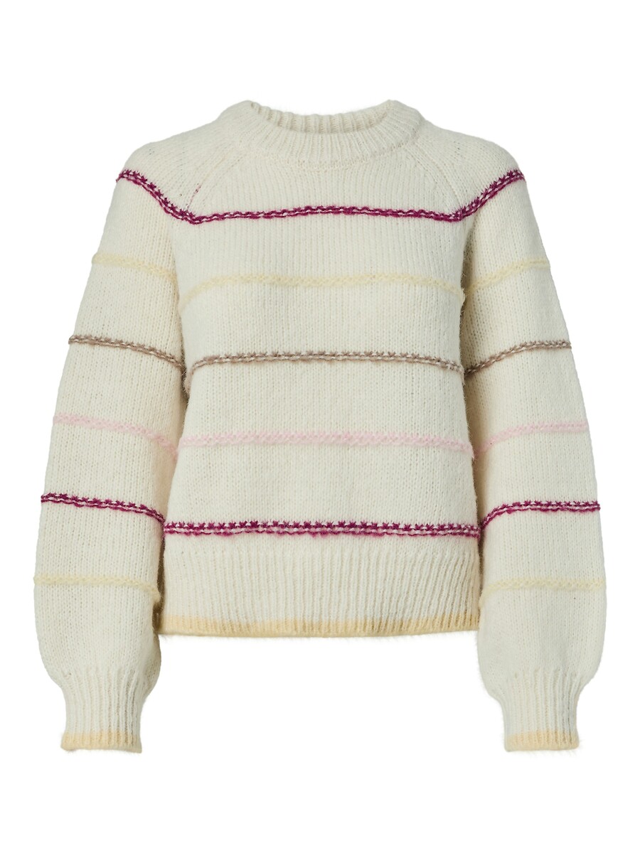 Pull girocollo a maniche lunghe a righe, PIECES