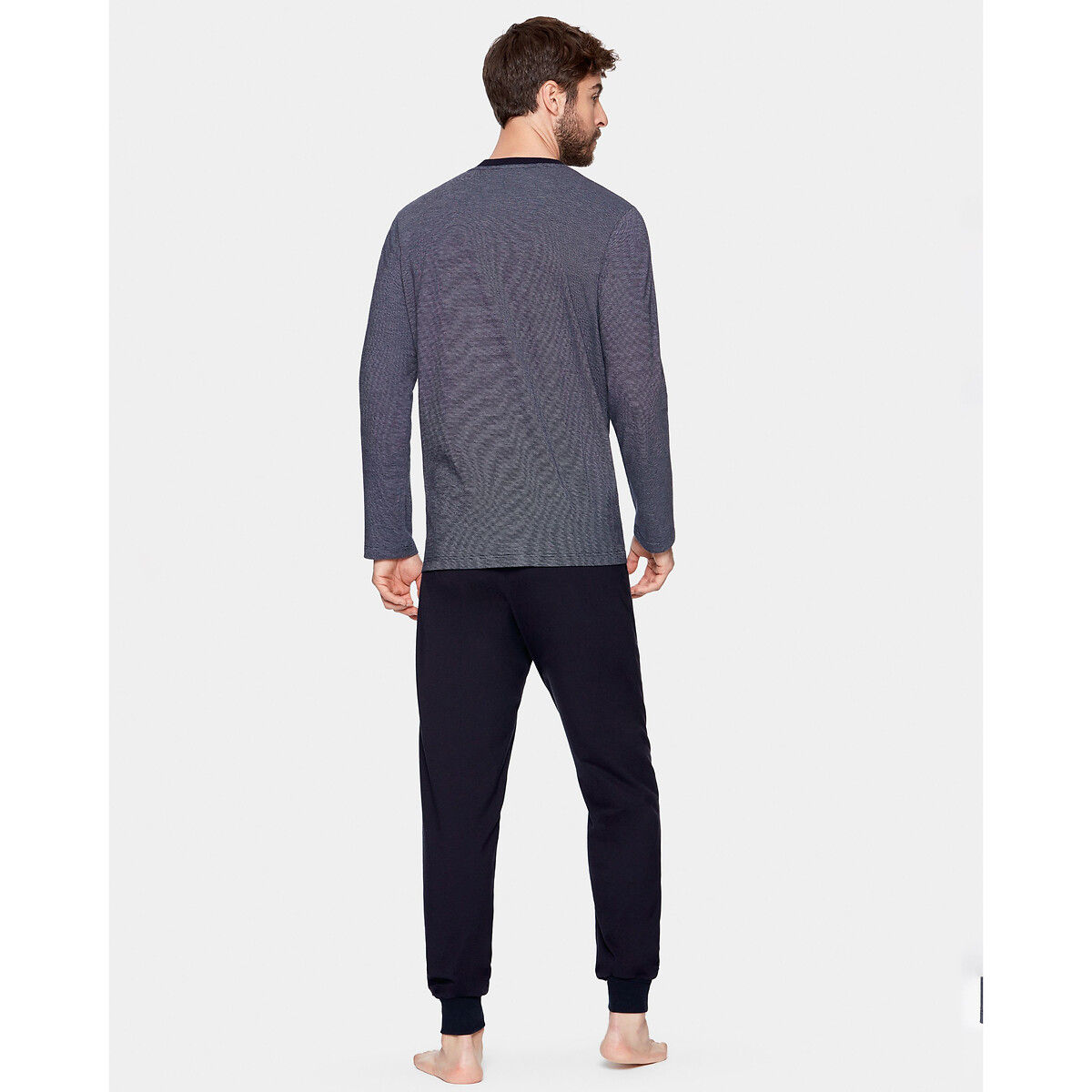 Pyjama long col rond bleu Eden Park La Redoute