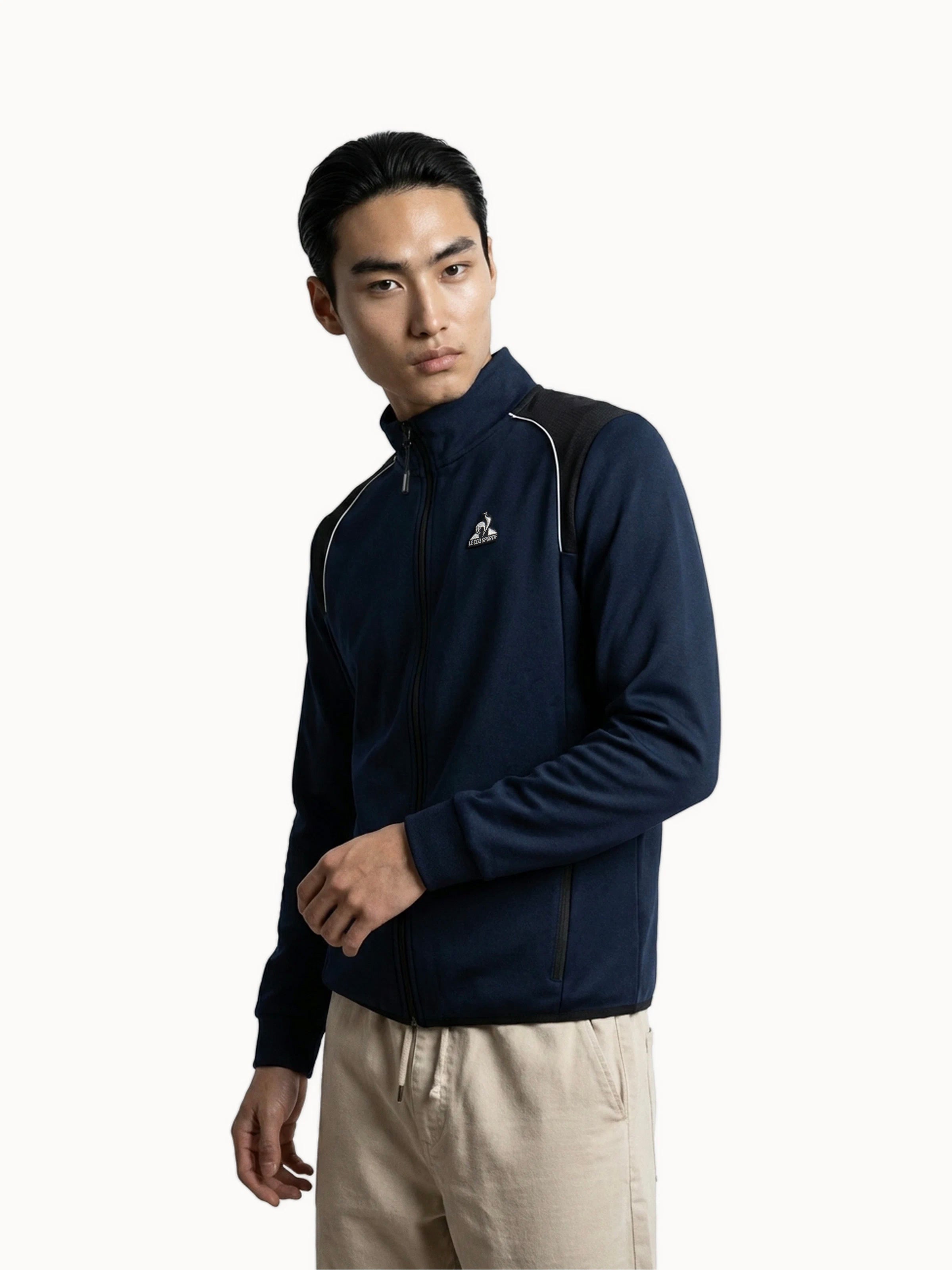 Veste zippée à capuche Coq d'Argent en jersey effet piqué Coq d'argent, LE COQ SPORTIF