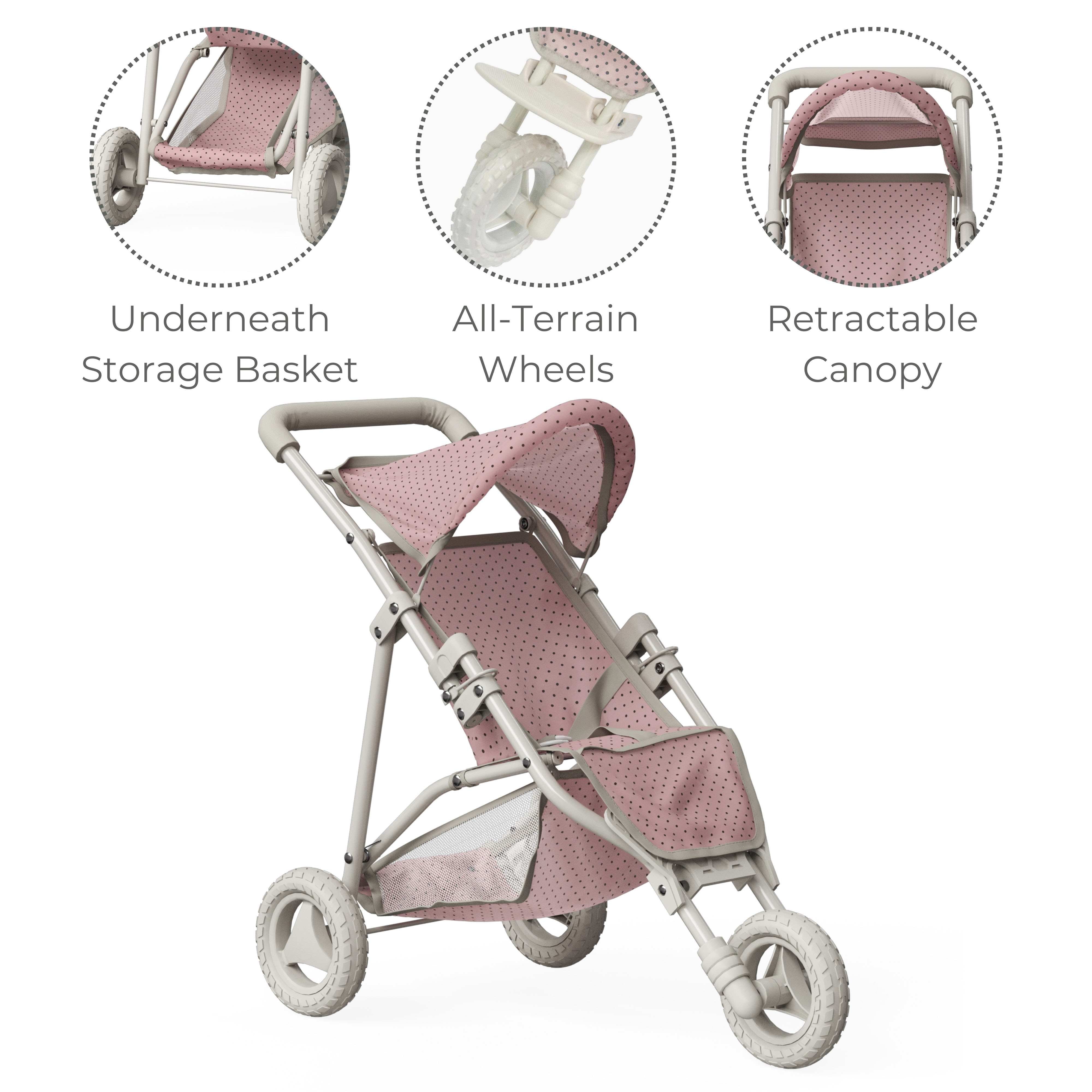 Teamson Kids Poussette Landau Pour Poupée Polka Dot Princess Rose