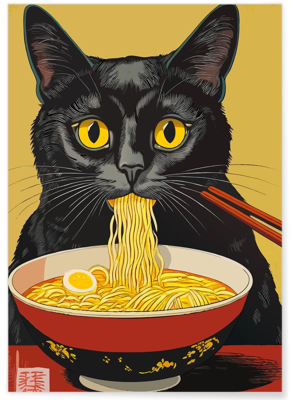 Affiche Chat ramen japonais, L'AFFICHERIE