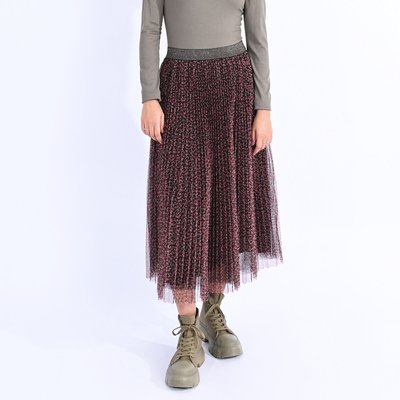 Pleated Midi Skirt in Graphic Print Voile LILI SIDONIO