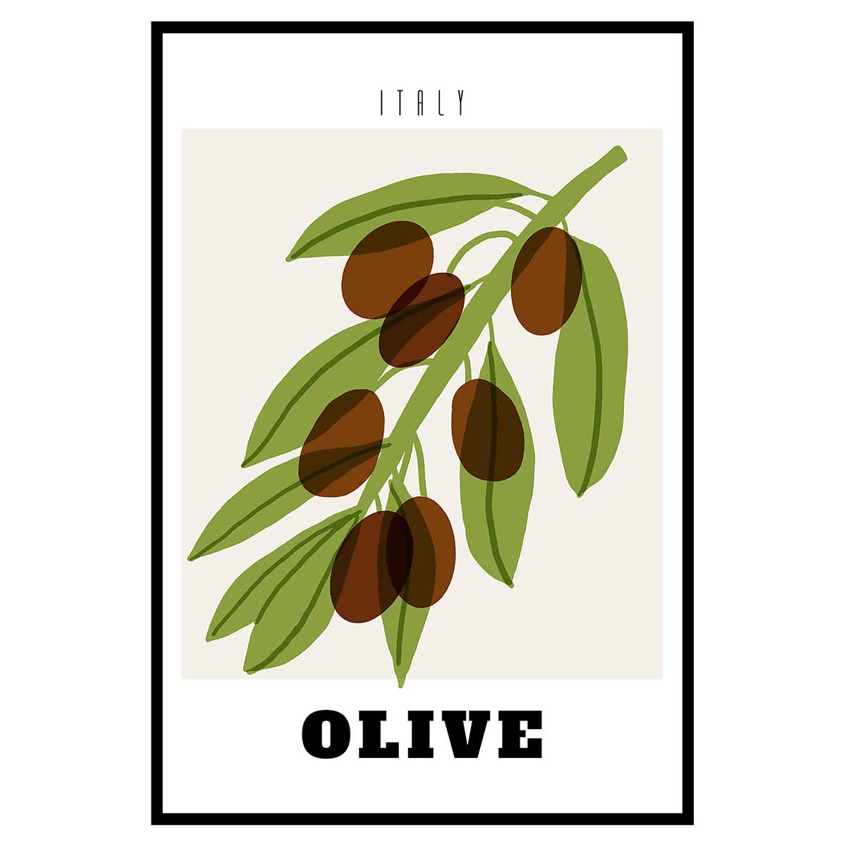 Affiche encadrée olives Italie, HEXOA