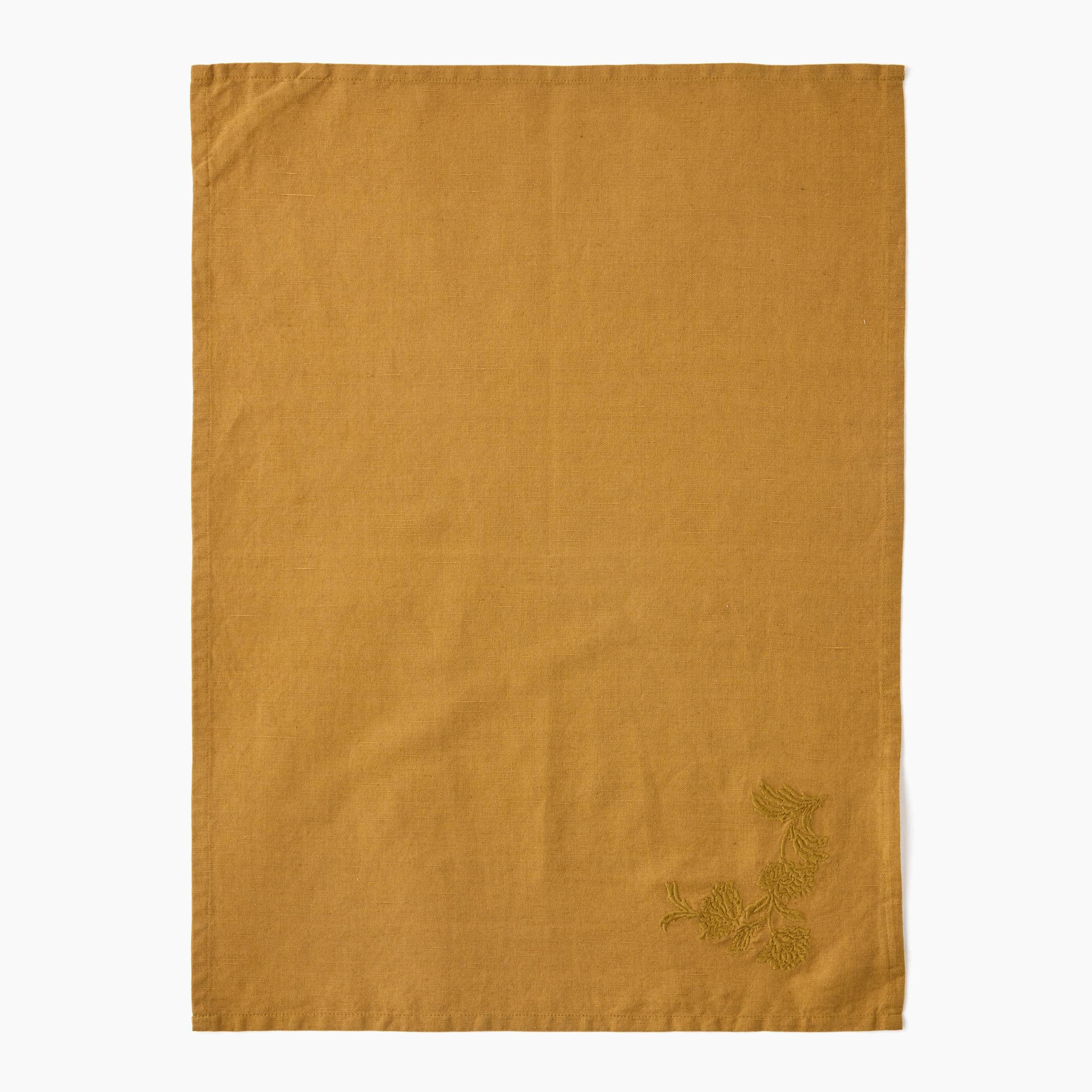 Torchon brodé, 50x70cm, coton-lin, MONOPRIX