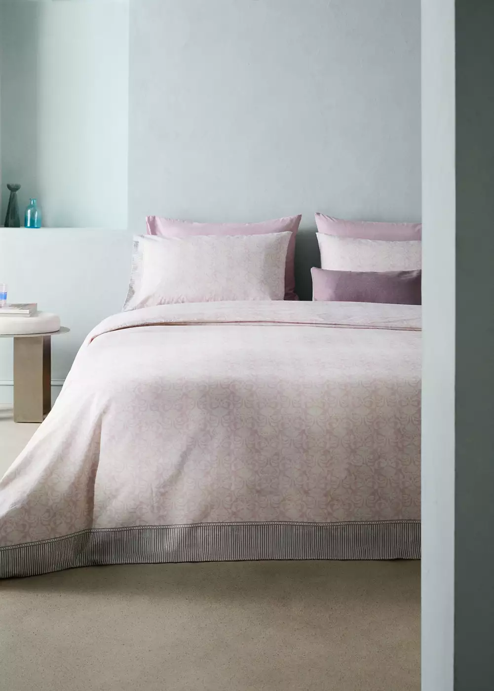 Housse de couette coton avec frise imprimé fleuri lit 180 cm, MANGO HOME