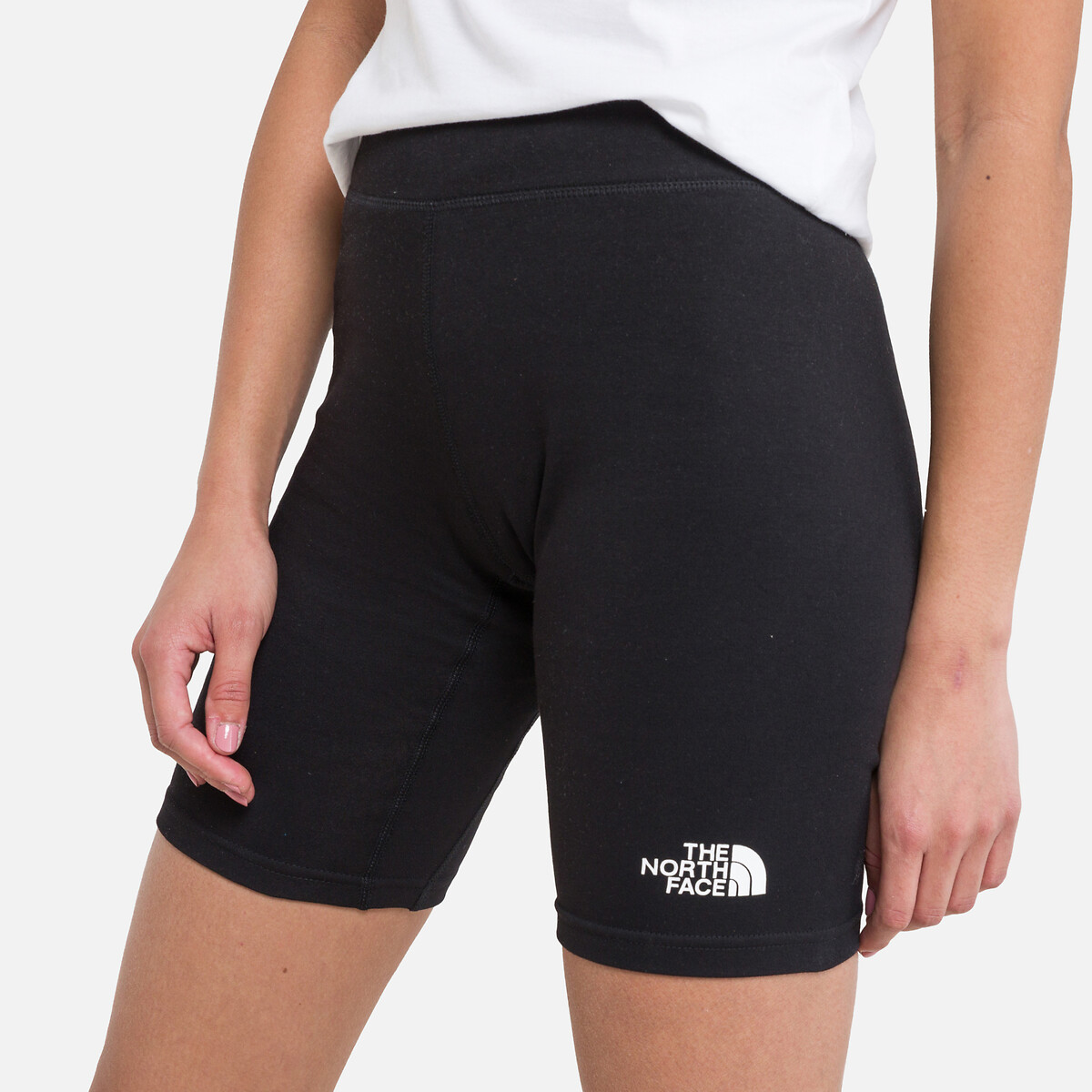 Image of Comfortable Sports Cycling Shorts with Logo Print and High Waist in Cotton