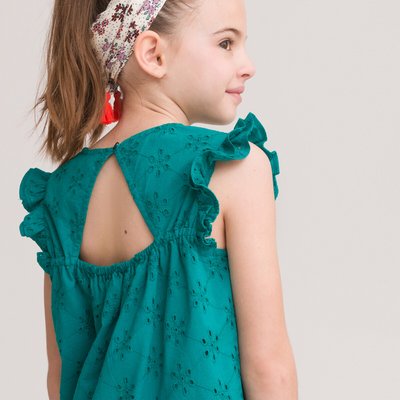 Organic Cotton Ruffled Blouse in Broderie Anglaise, 3-12 Years LA REDOUTE COLLECTIONS
