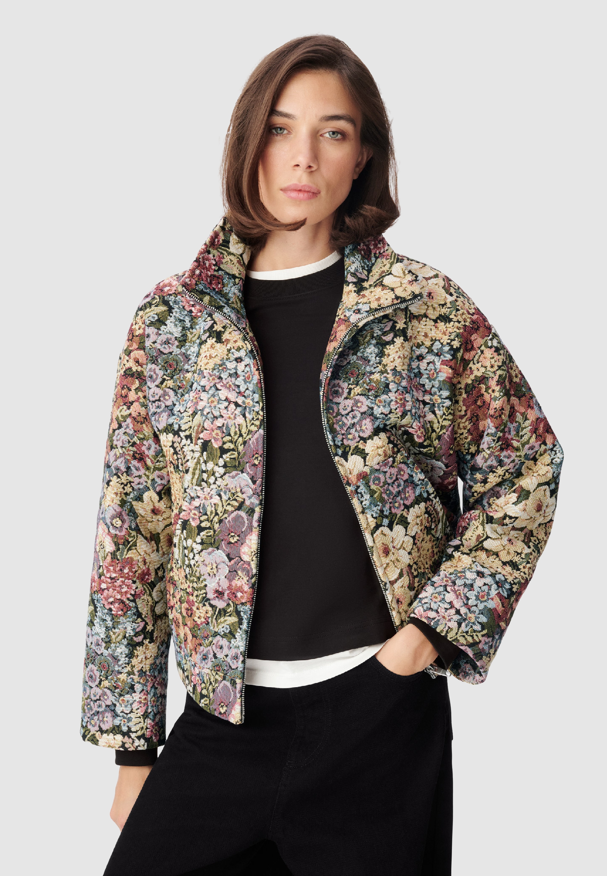 Blouson motif fleurs effet tapisserie, IKKS