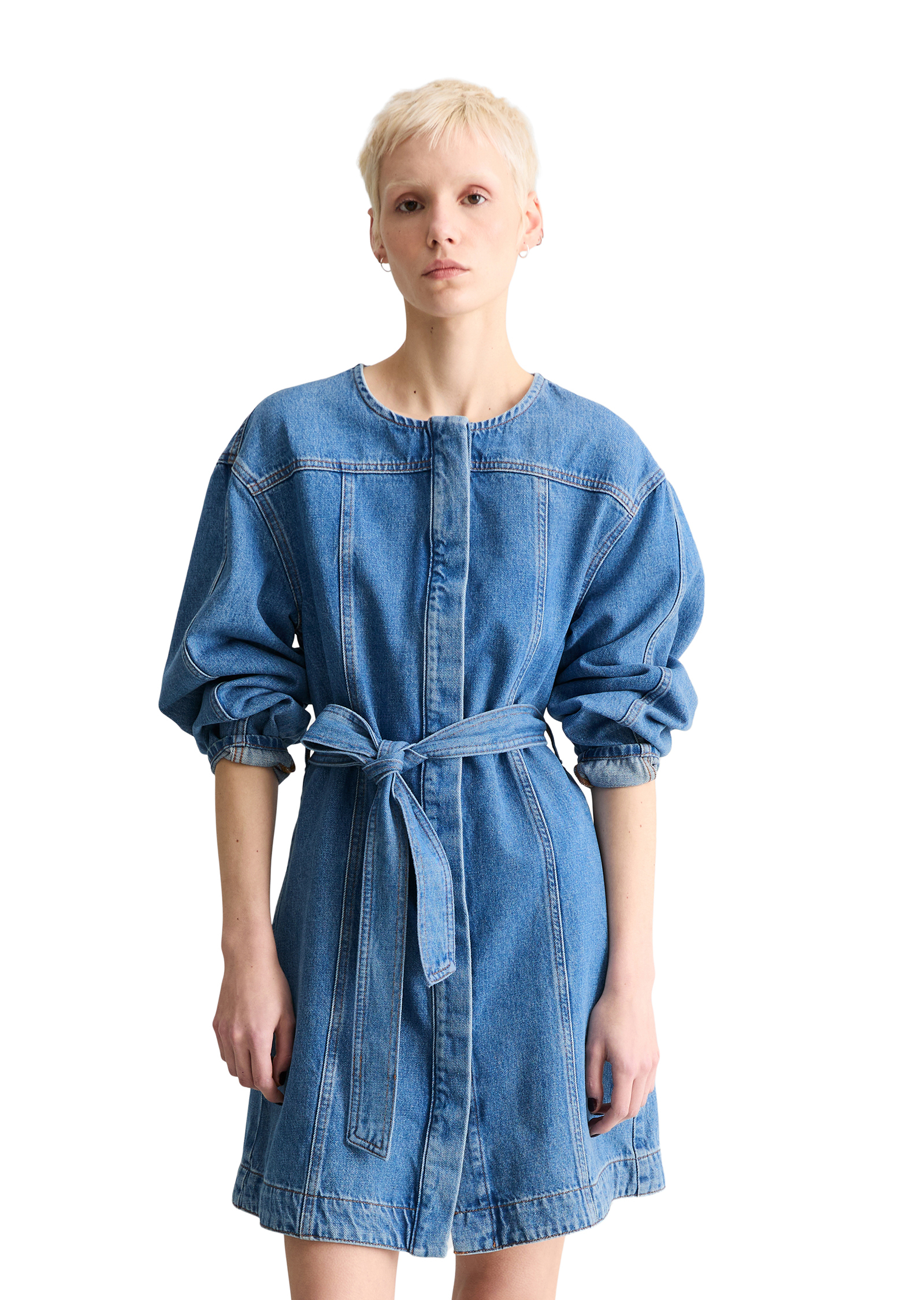 Mini-robe en jean flare avec des fibres de feuilles d'ananas, MARC O’POLO DENIM