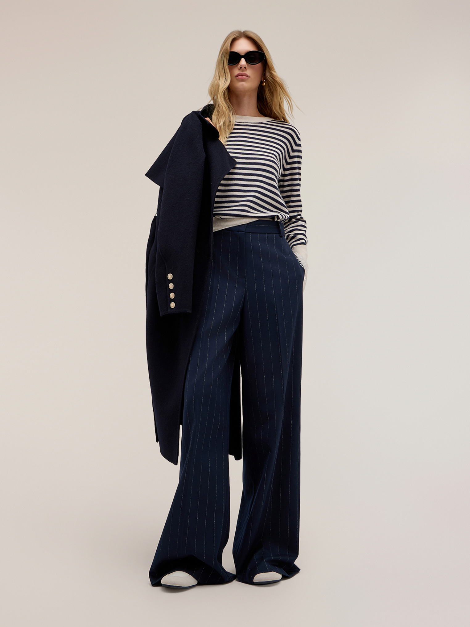 Pantalon palazzo à rayures, MOTIVI