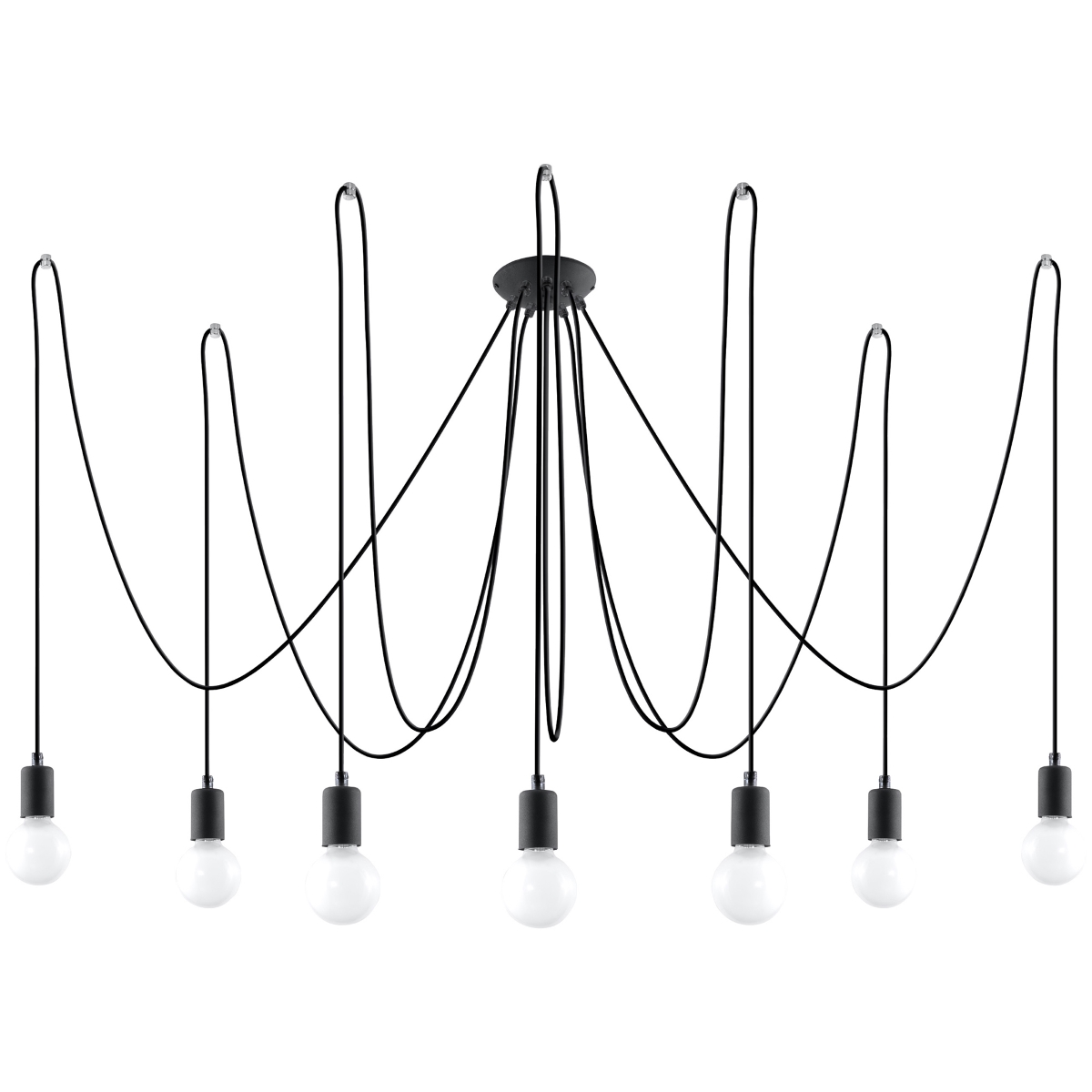 Lustre Tissu Noir E27 7 Edison, EDEN