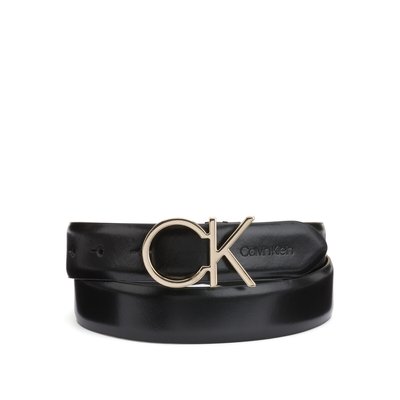 Leather Wide Belt with Logo Buckle CALVIN KLEIN