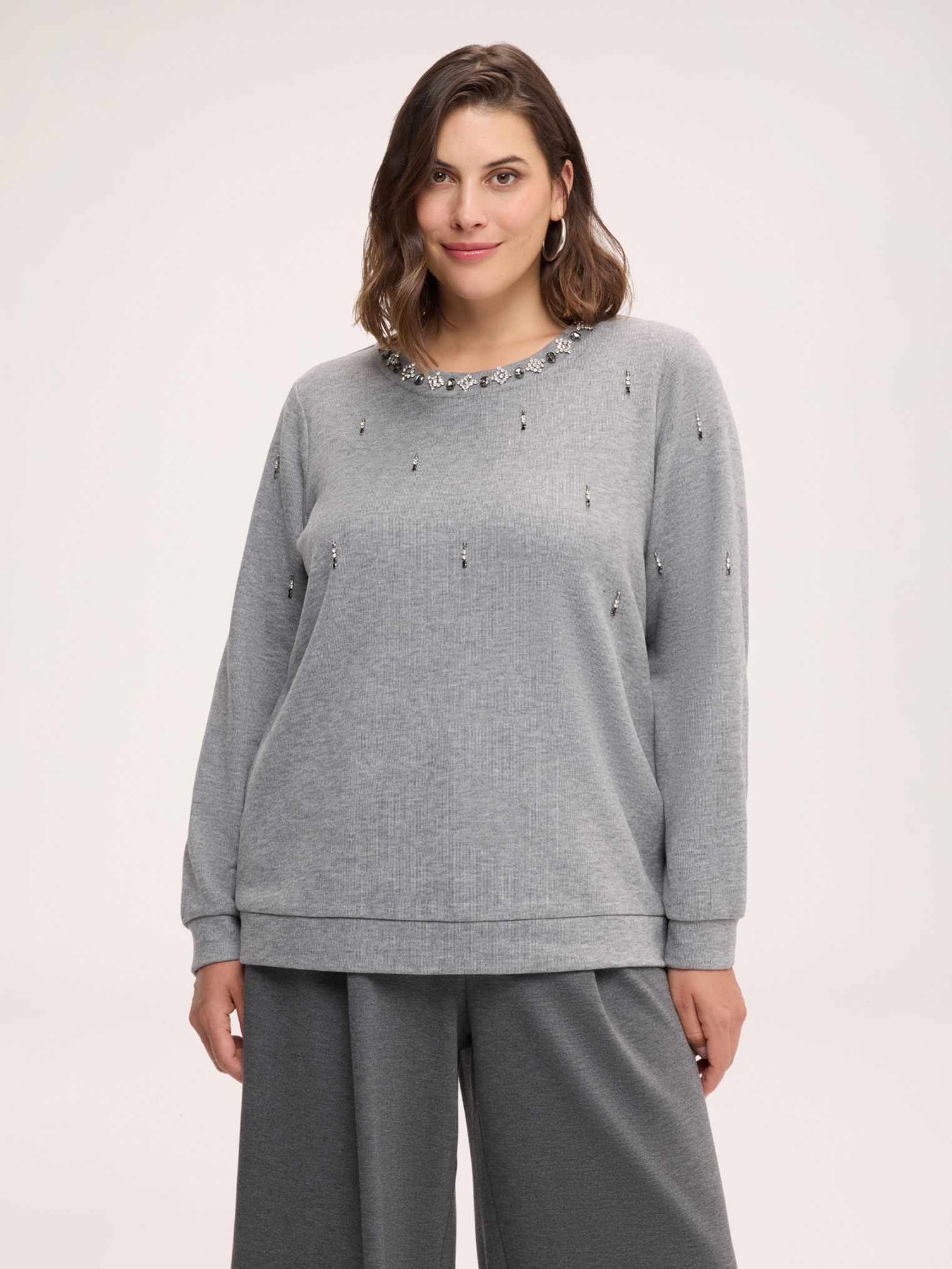 Sweat-shirt avec strass et perles, FIORELLA RUBINO