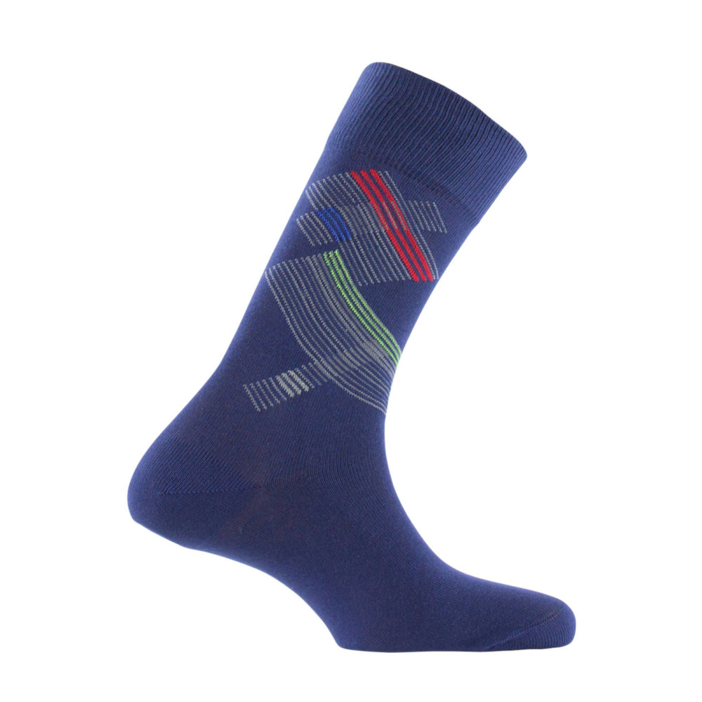 Mi-chaussettes en coton rayures obliques MADE IN FRANCE, KINDY