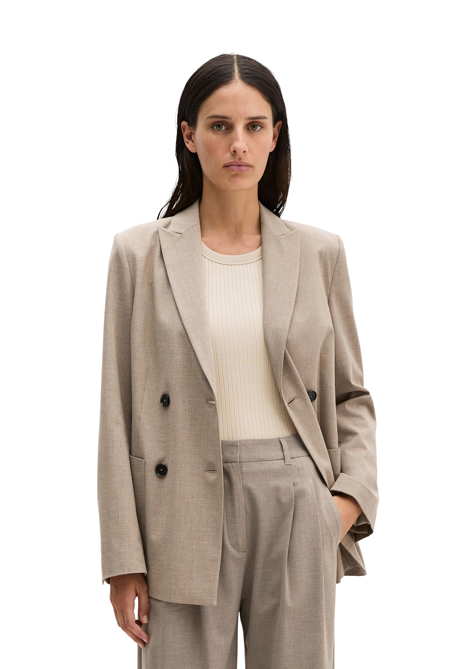 Blazer double boutonnage slim en Summer Wool, MARC O'POLO