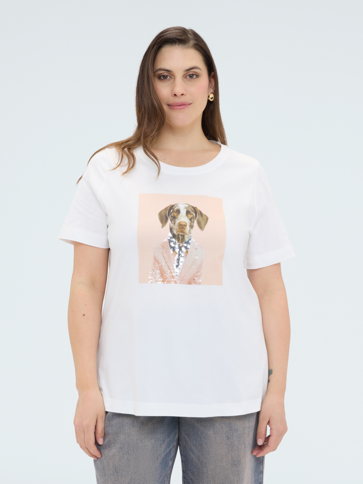 T-shirt chien chic avec détails lumineux, FIORELLA RUBINO