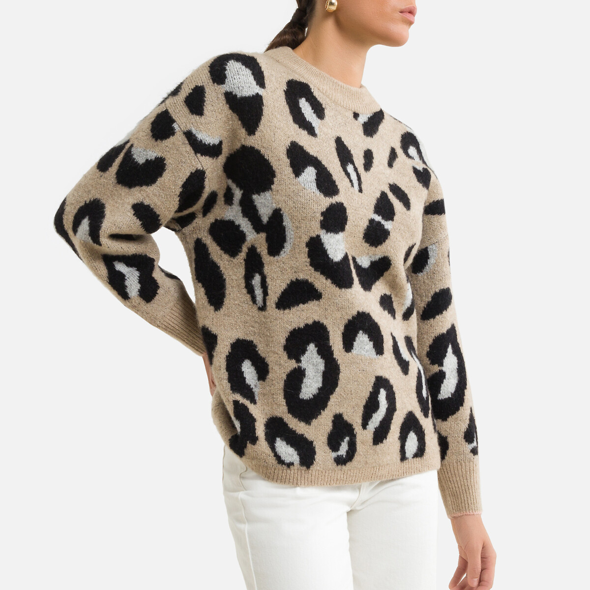 sweater with leopard sleeves