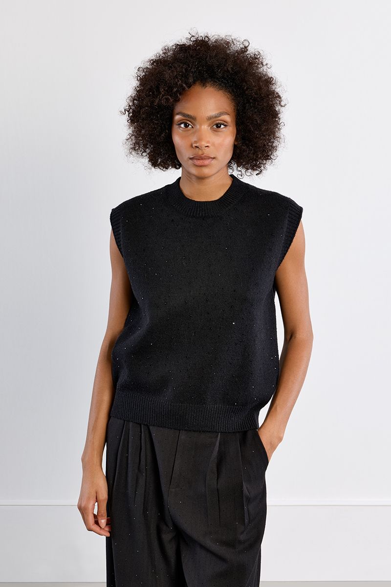 Pull sans manches, à paillettes, LILI SIDONIO