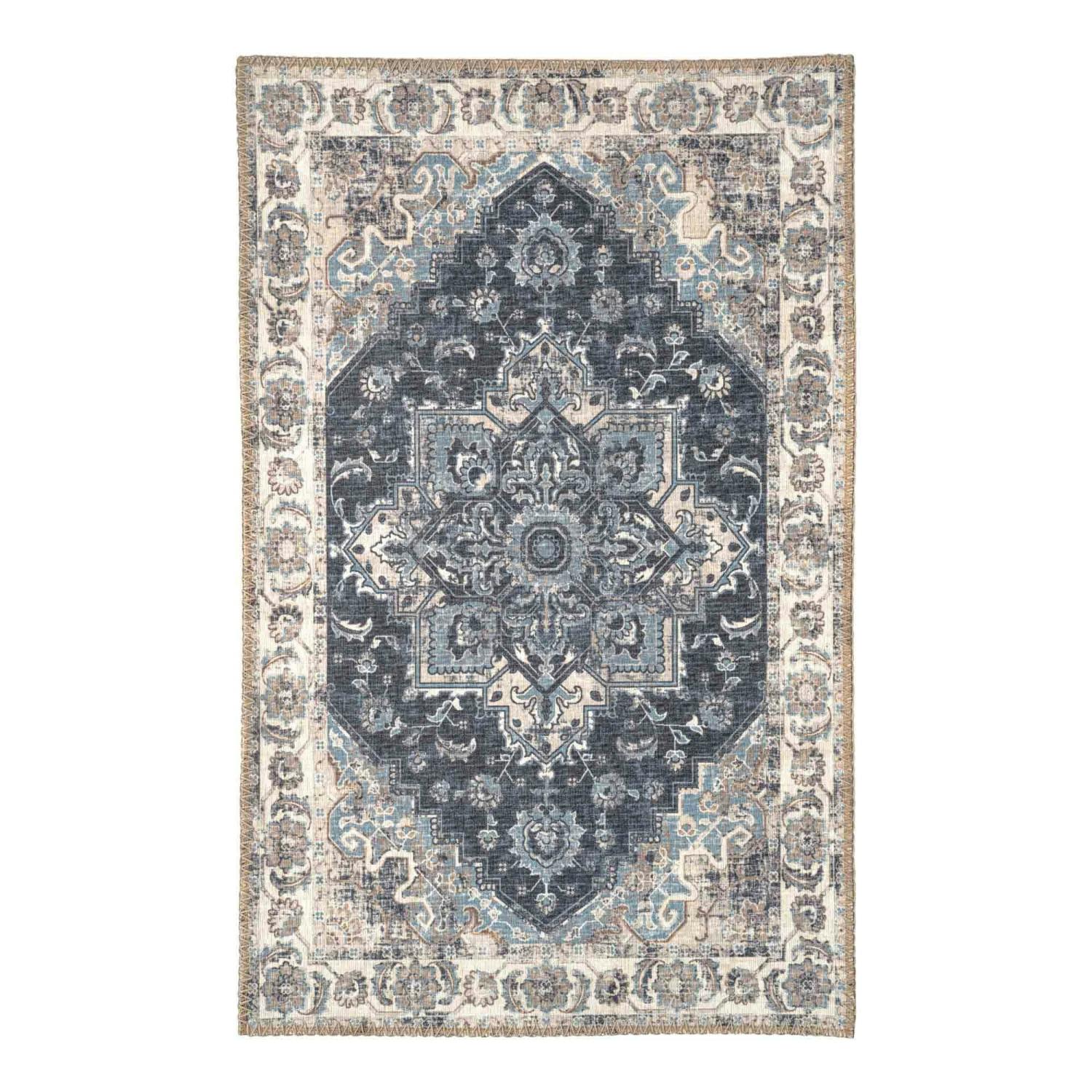 Tapis d'entrée intérieur vintage tons bleus FEZ, PIER IMPORT