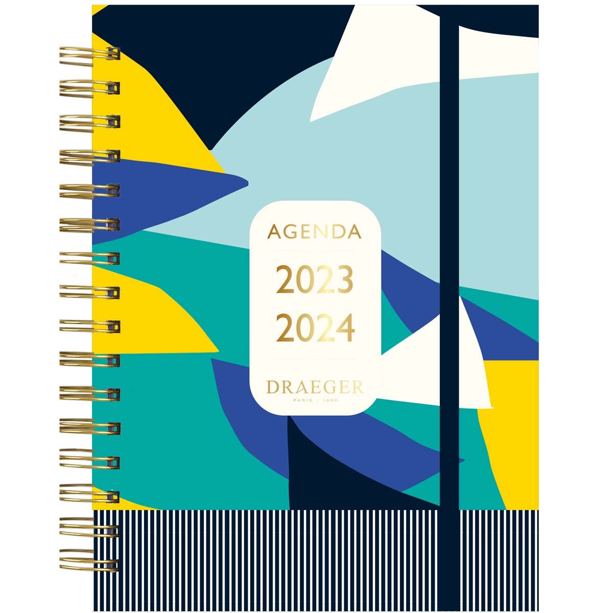 Agenda semainier 2023-2024 - 13x18 cm - - septembre 2023 à août 2024 - bleu  et jaune blanc Draeger Paris