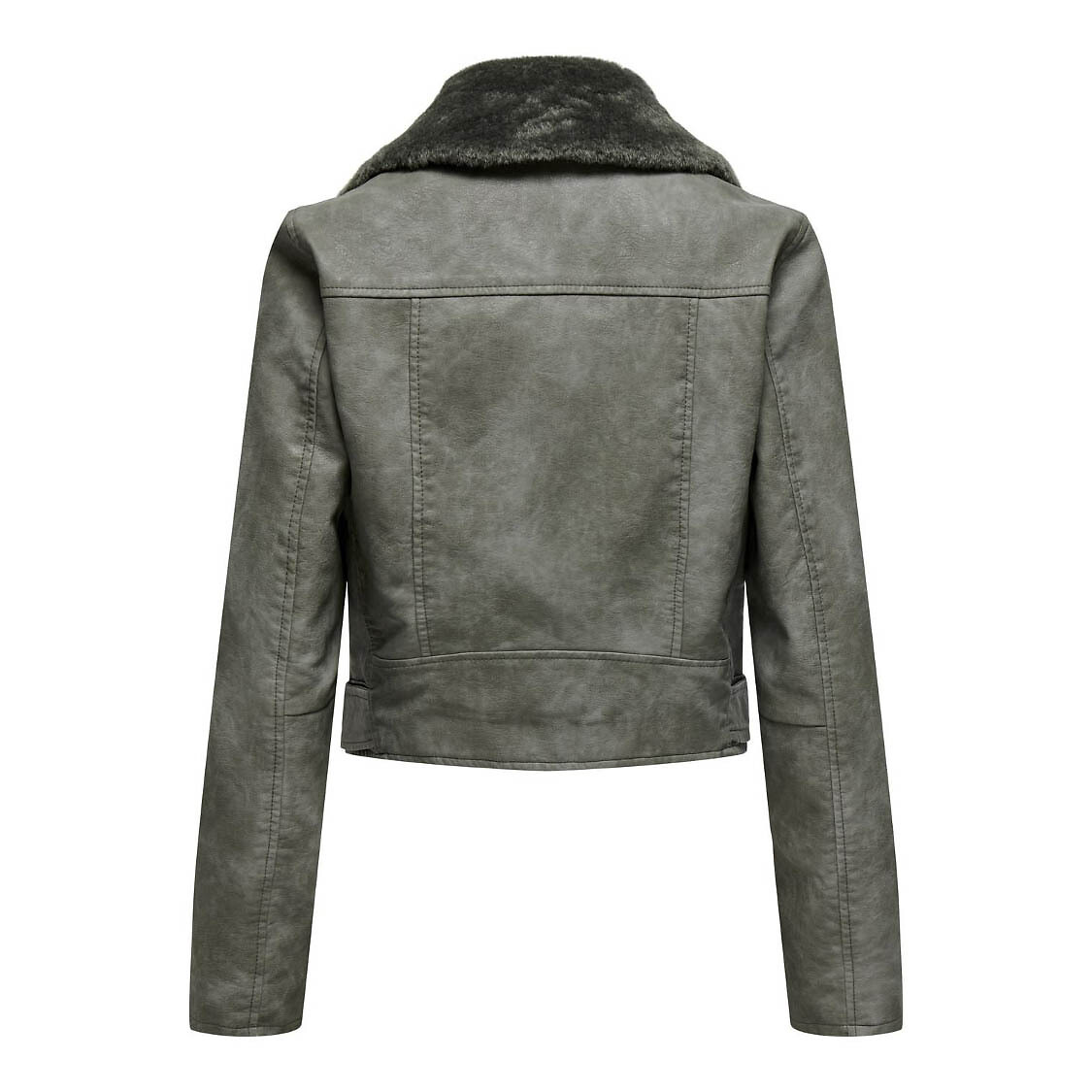 Grey suede biker jacket with fur discount