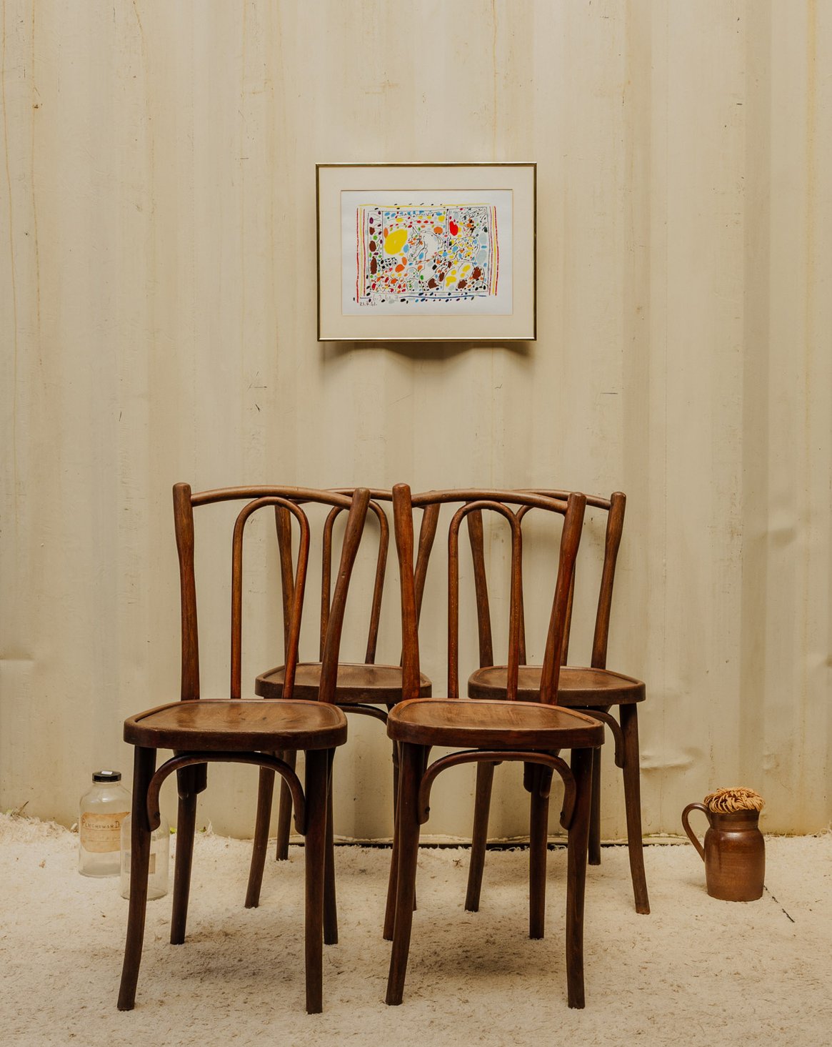 Lot de 4 chaises bistro en bois Claude N°1371 - Bon état, DEBONGOUT